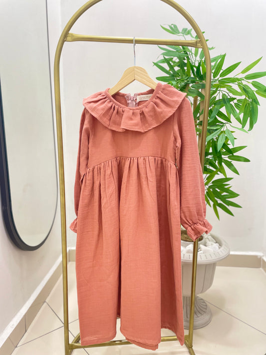 Girl's Full Length 100% Cotton First Quality Dress Ruffle Dress Muslin Dress Hijab Dress